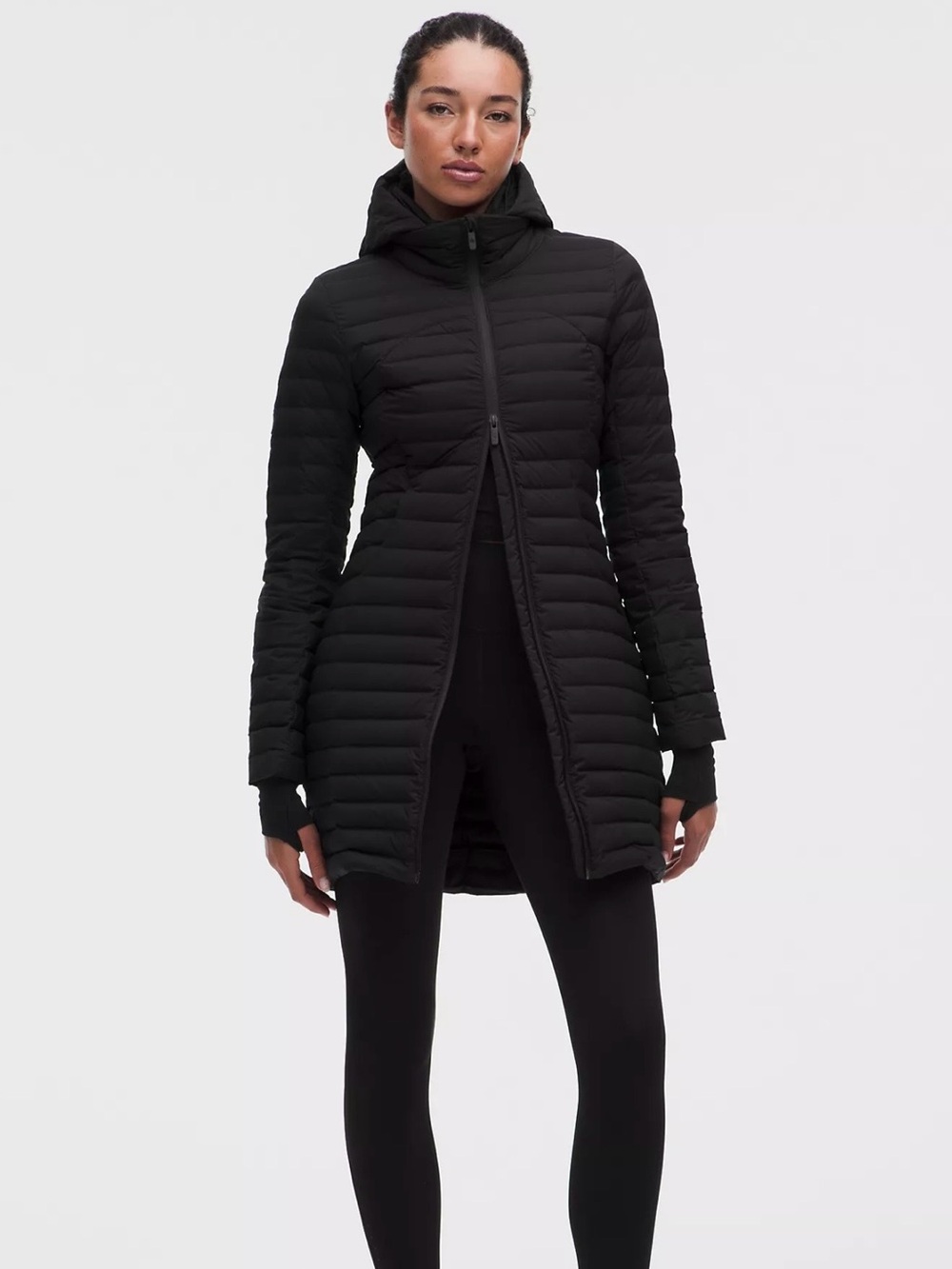 Lululemon Pack it Down 700 Down Filled Long Jacket Size 4 Black